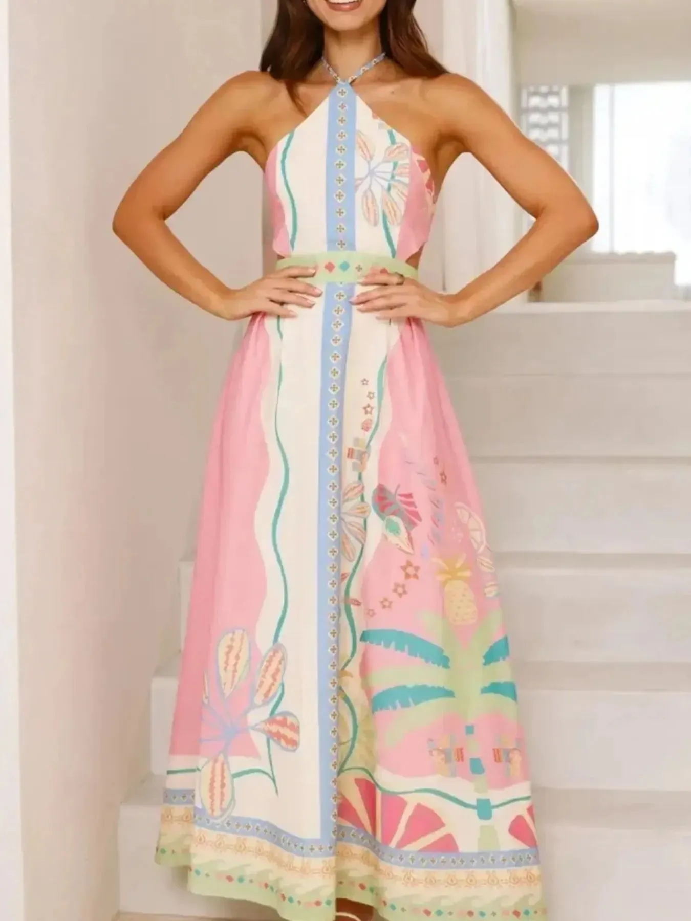 Halter Neck Printed Maxi Dress sold by Charming Charlie product image thumbnail 3