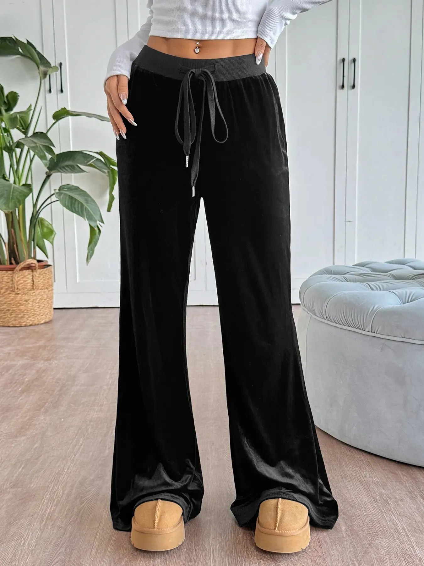 Wide-Leg Drawstring Pants sold by Charming Charlie