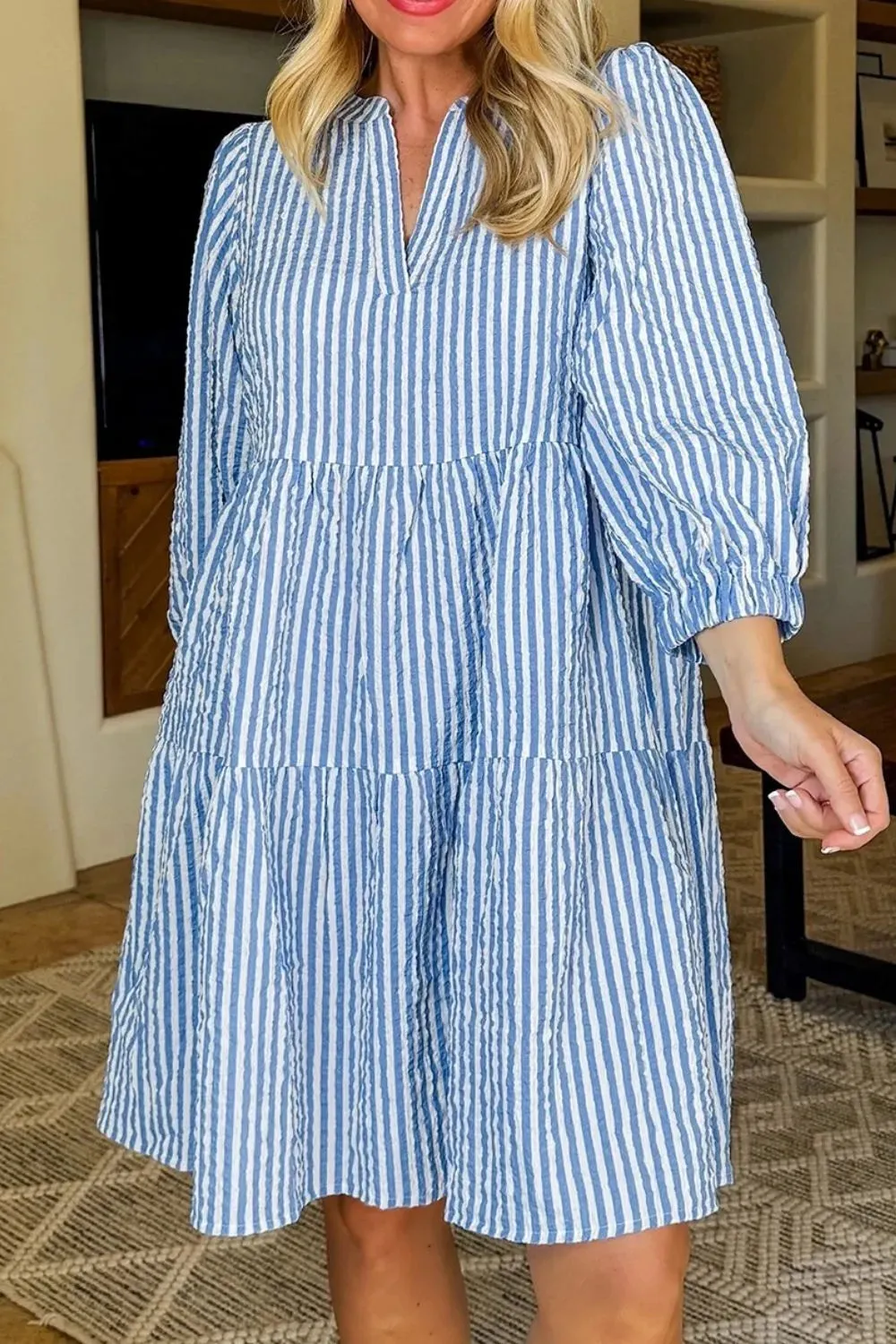 Stripe Tiered Shift Dress with Pockets sold by Charming Charlie product image thumbnail 3