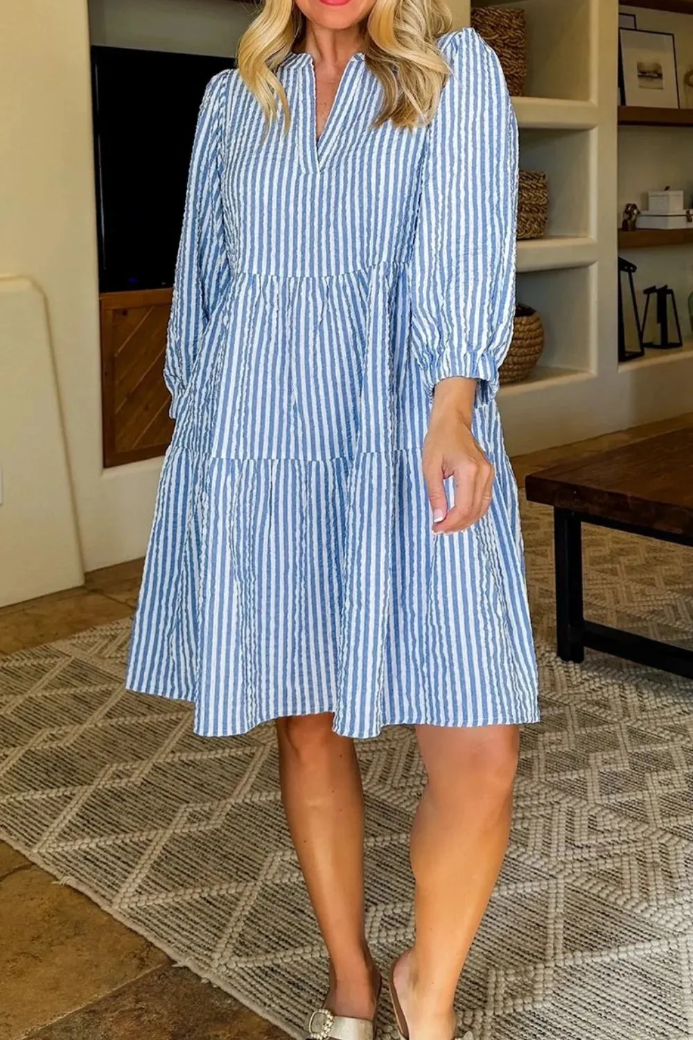 Stripe Tiered Shift Dress with Pockets sold by Charming Charlie product image thumbnail 4