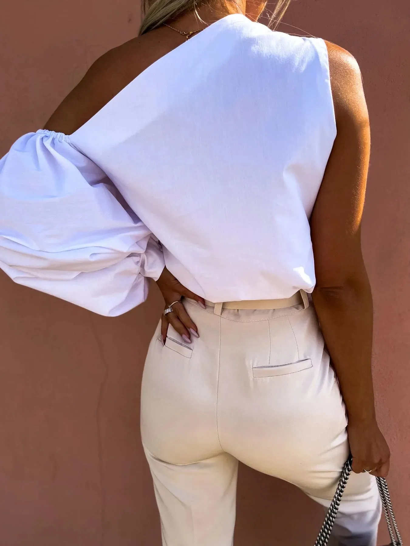 One Shoulder Puff Sleeve Blouse sold by Charming Charlie product image thumbnail 4