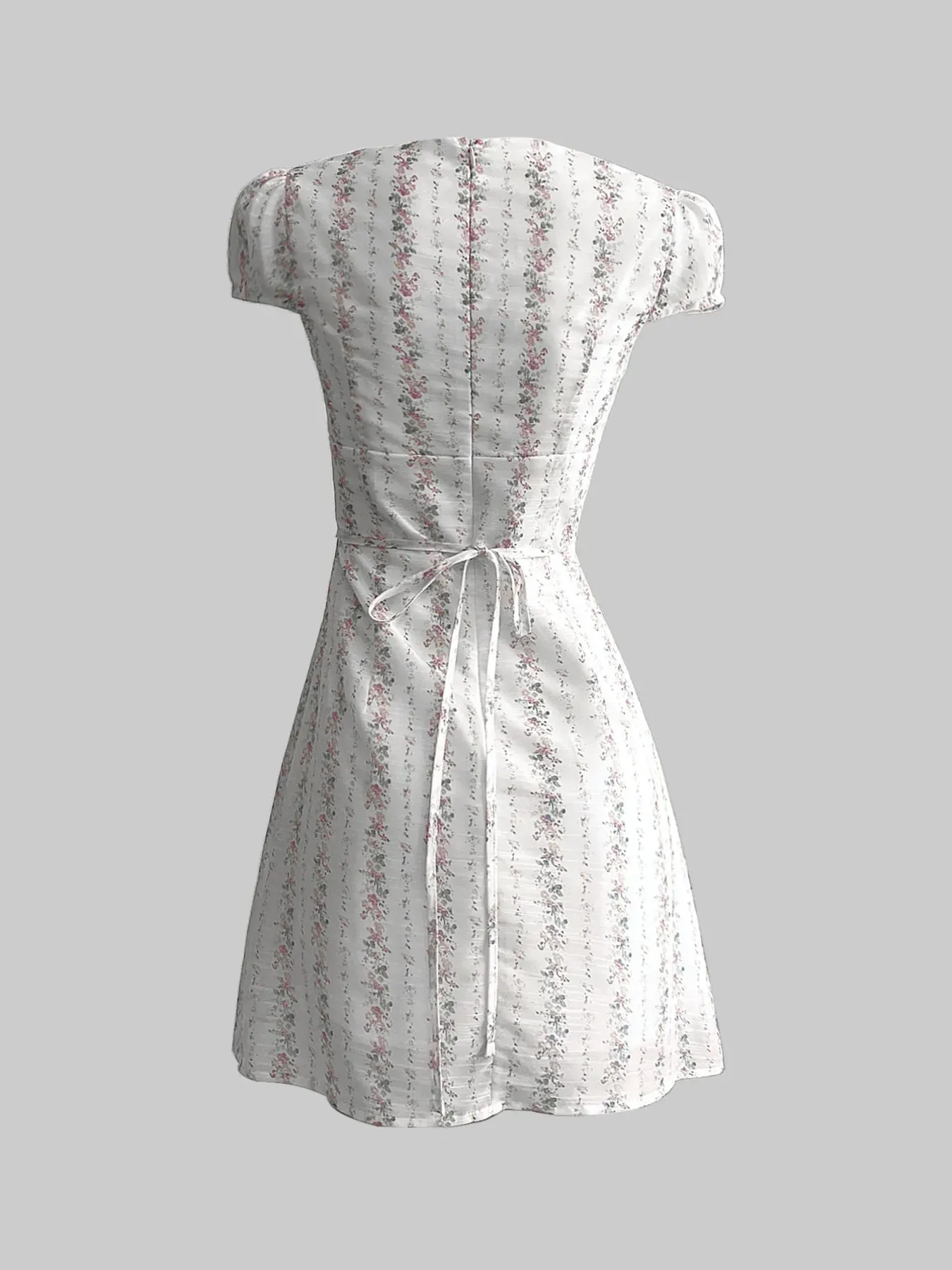 Floral Tie-Front Deep V-Neck Mini Dress sold by Charming Charlie product image thumbnail 3