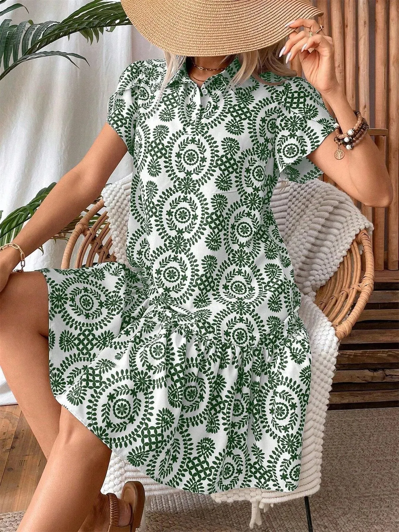 Printed Short Sleeve Mini Dress sold by Charming Charlie product image thumbnail 4