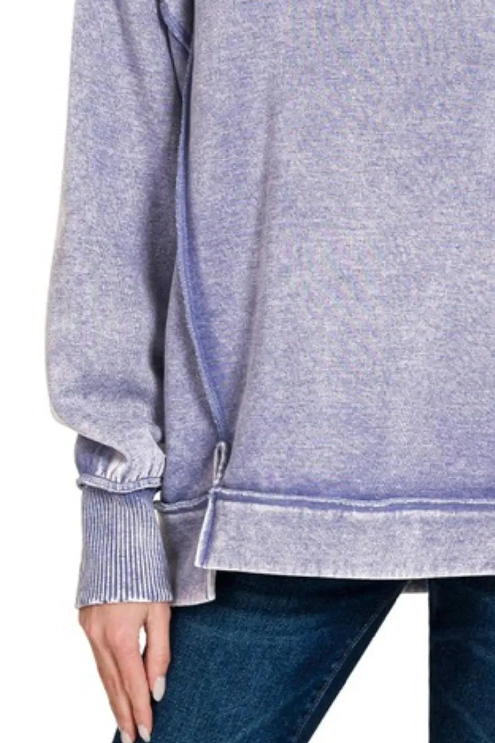 Zenana Acid Wash Exposed-seam Fleece Sweatshirt sold by Charming Charlie product image thumbnail 2