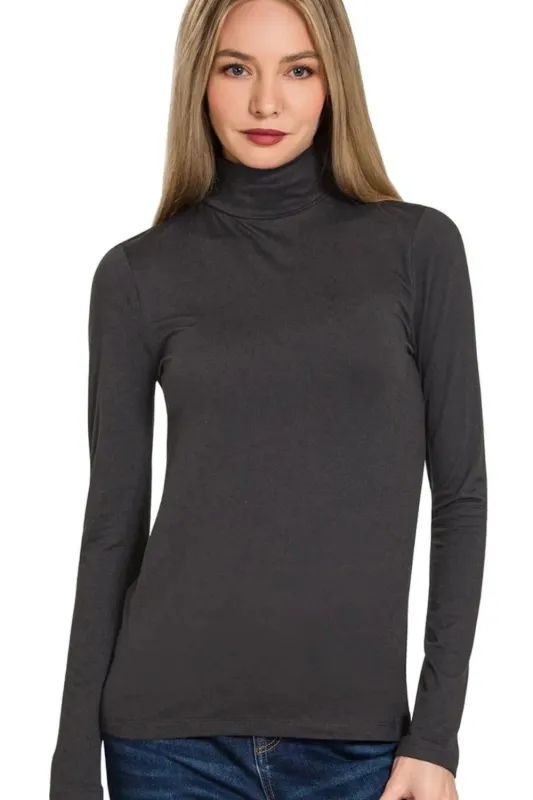 Zenana Premium Microfiber Mock Neck Top sold by Charming Charlie
