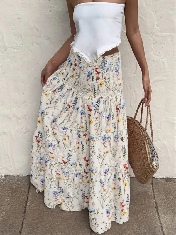 Floral Tiered Maxi Skirt sold by Charming Charlie