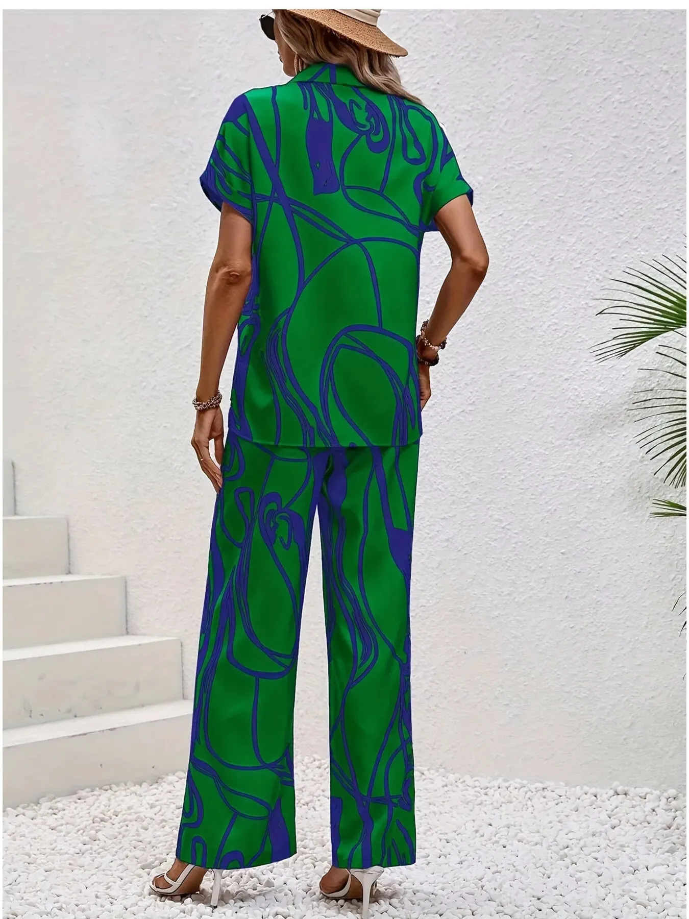 Printed Button Up Shirt and Pants Set sold by Charming Charlie product image thumbnail 2