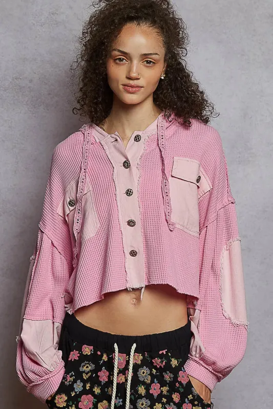 POL Raw Hem Cropped Hooded Jacket sold by Charming Charlie