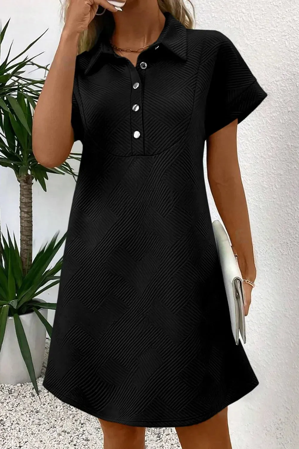 Button Front Short Sleeve Mini Dress sold by Charming Charlie product image thumbnail 4