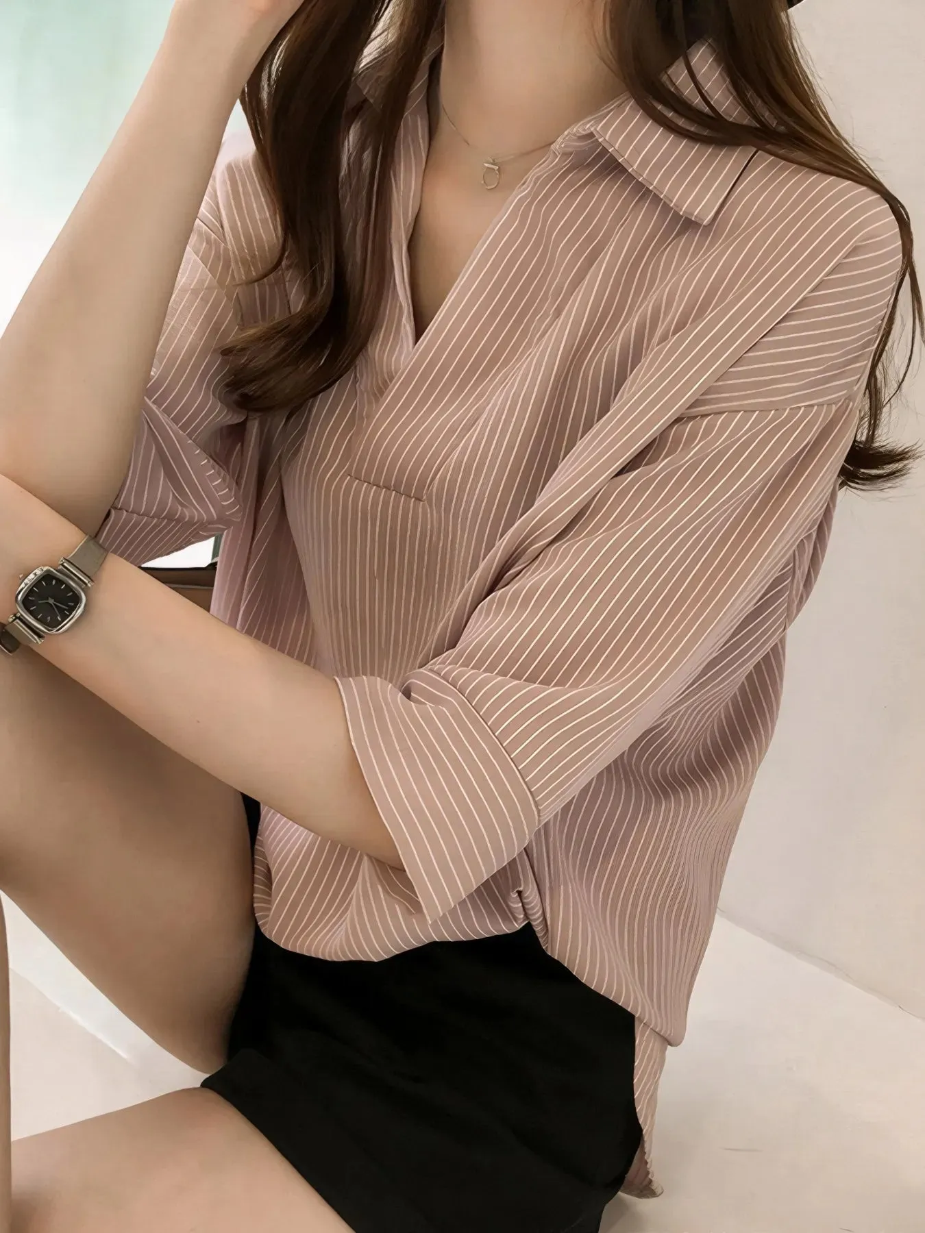 Striped Collared Neck Shirt sold by Charming Charlie product image thumbnail 4