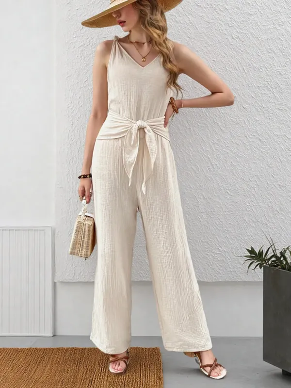 Sleeveless V-Neck Wide Leg Jumpsuit sold by Charming Charlie