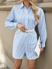 Striped Button Front Long Sleeve Romper sold by Charming Charlie