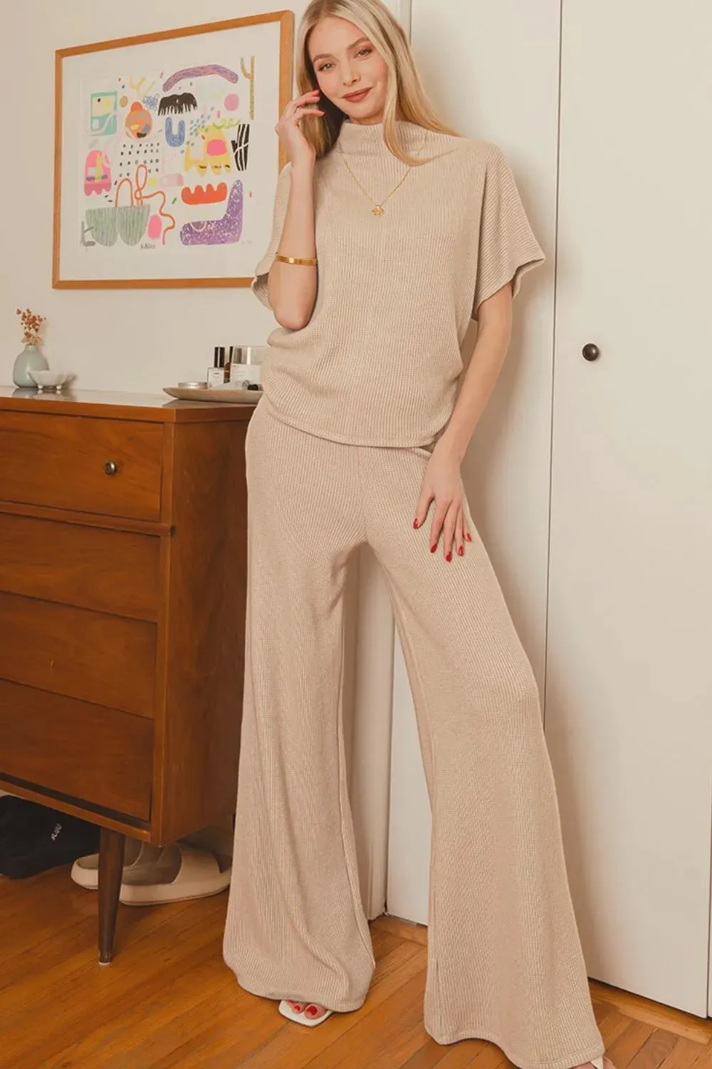 Zenana Sweater Mock Neck Top & Long Pants Set sold by Charming Charlie product image thumbnail 2