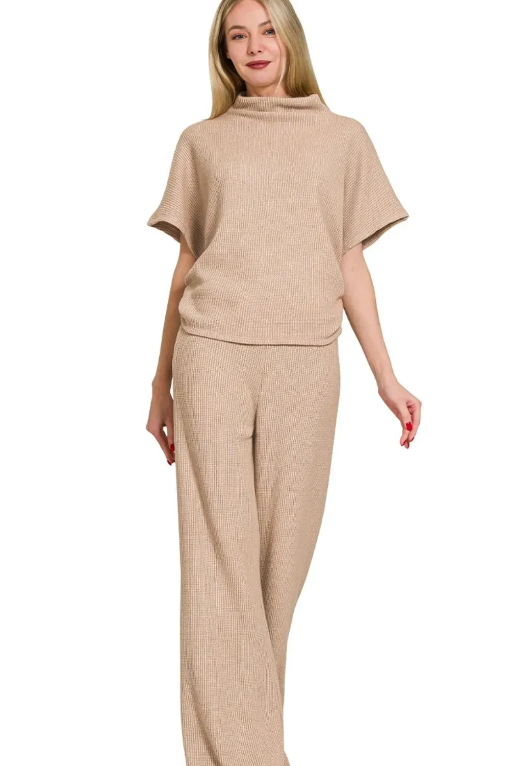 Zenana Sweater Mock Neck Top & Long Pants Set sold by Charming Charlie product image thumbnail 3