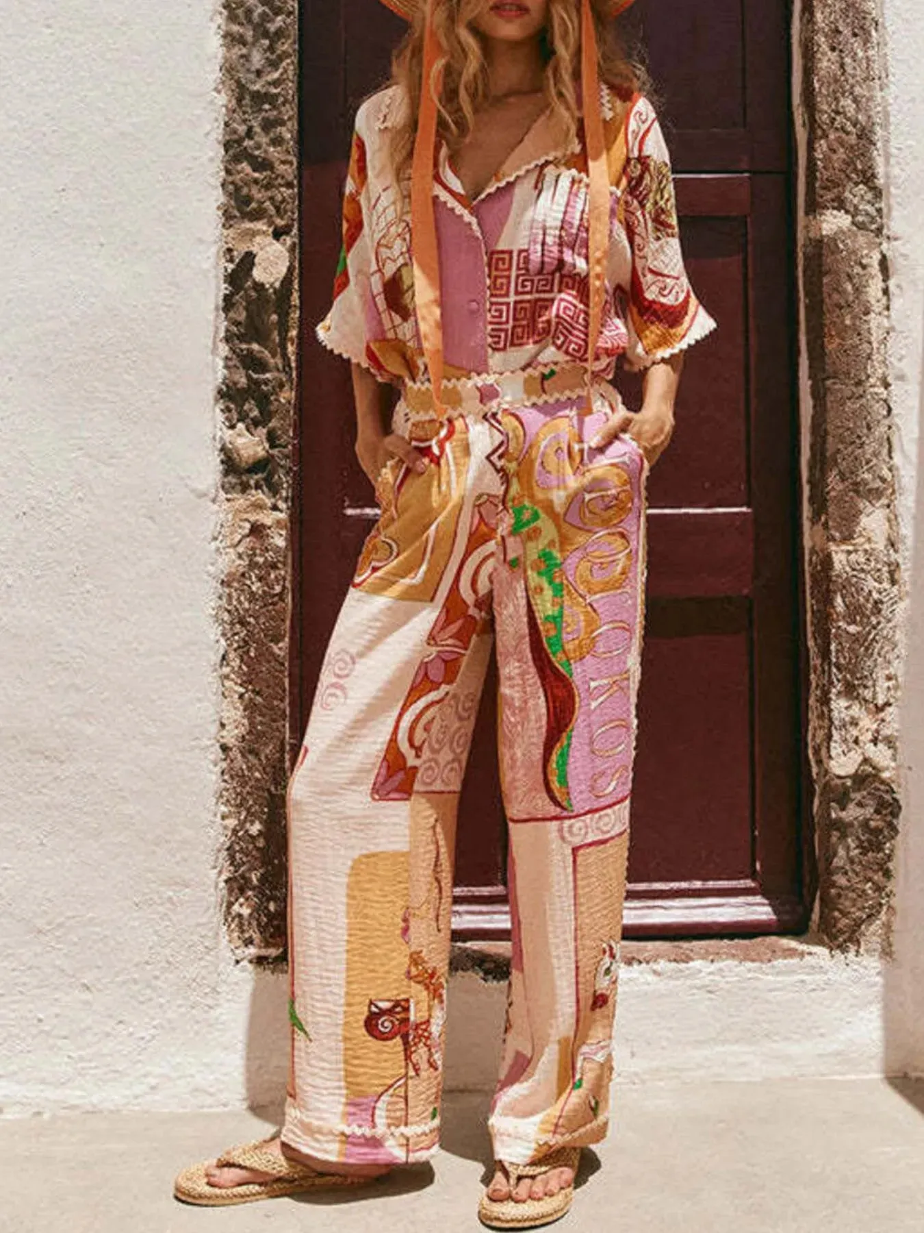 Printed Button Up Shirt and Shorts Set sold by Charming Charlie product image thumbnail 4