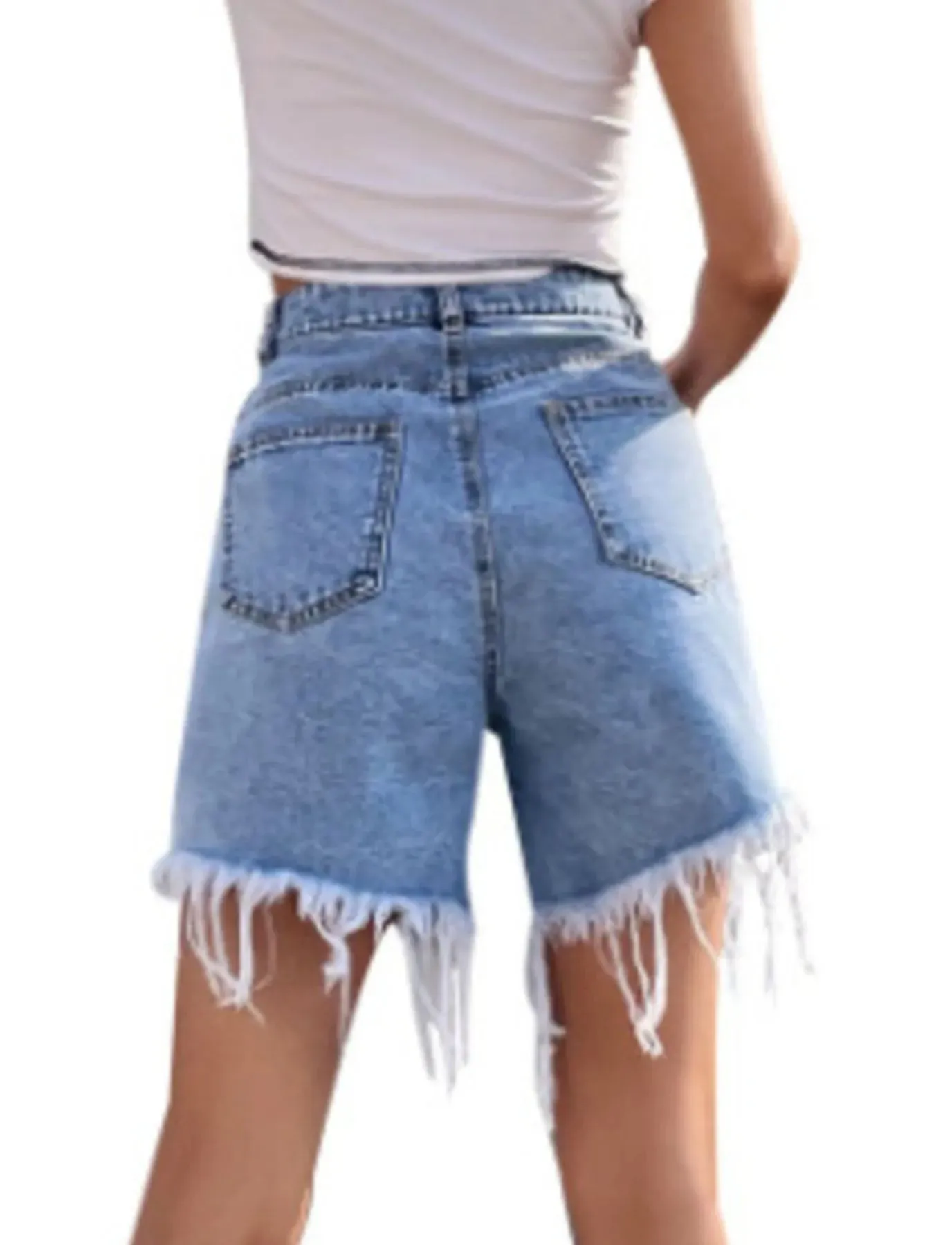 High Waisted Frayed Hem Denim Shorts sold by Charming Charlie product image thumbnail 4