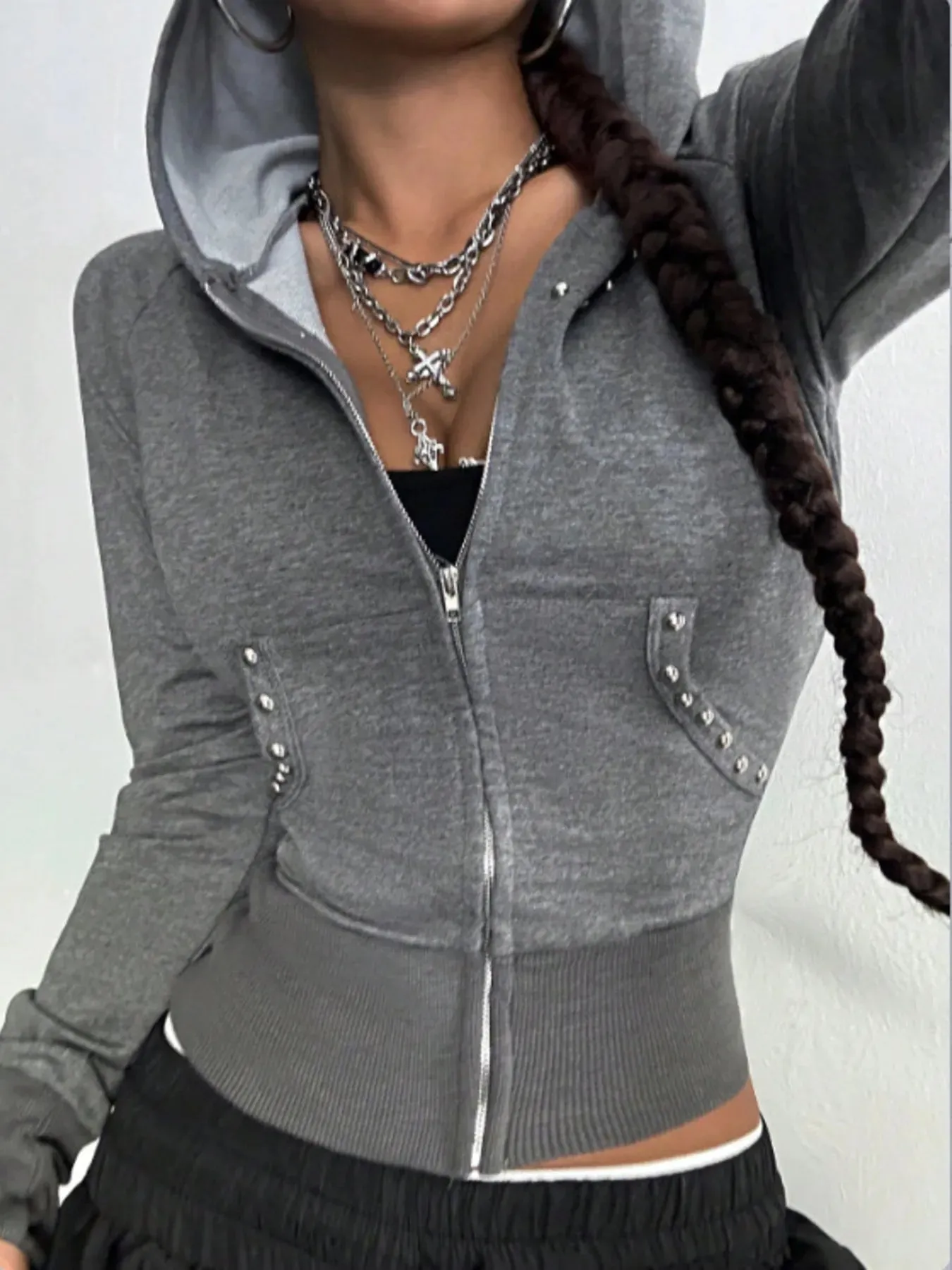 Zip-Up Long Sleeve Hoodie sold by Charming Charlie