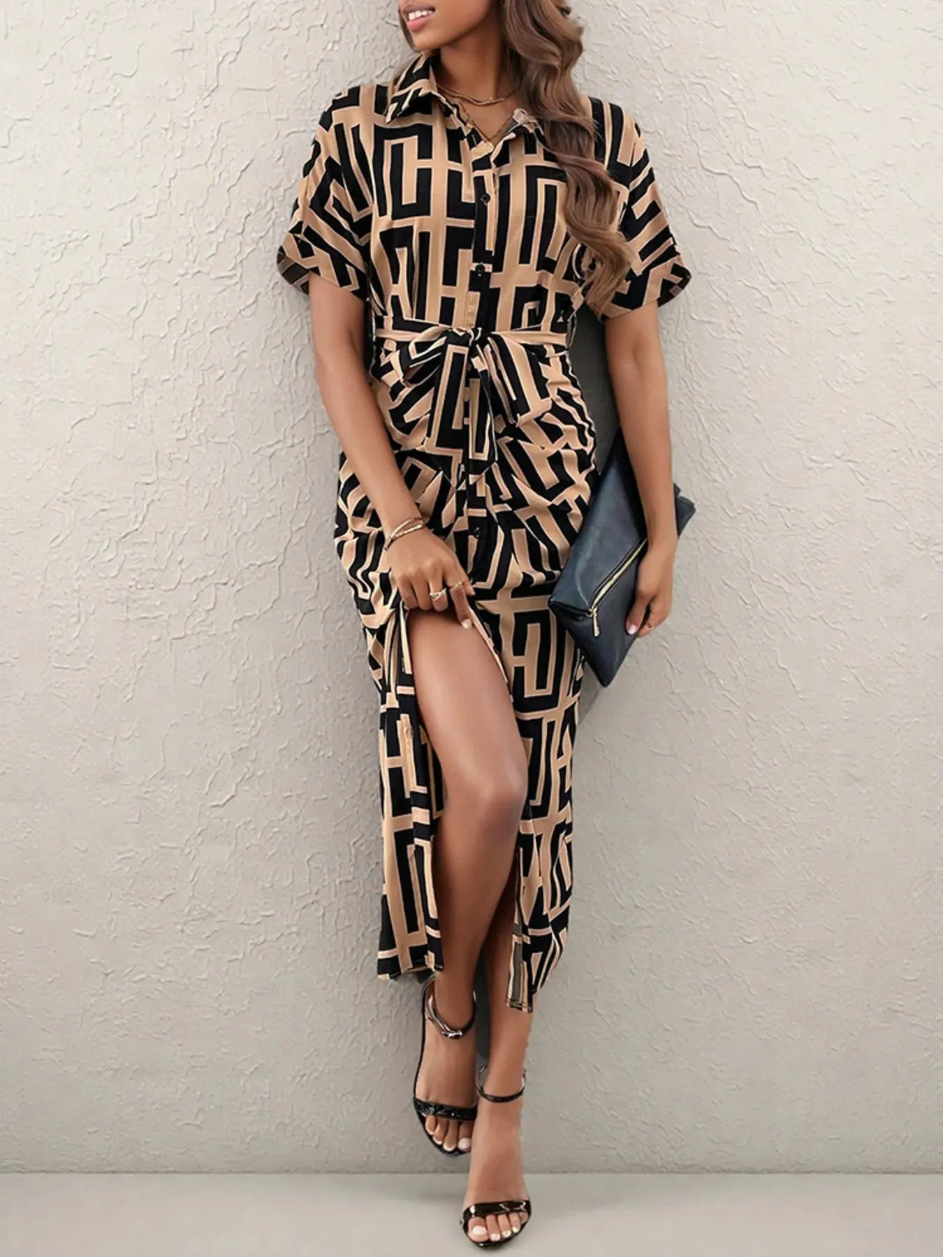 Geometric Print Belted Midi Dress sold by Charming Charlie product image thumbnail 2