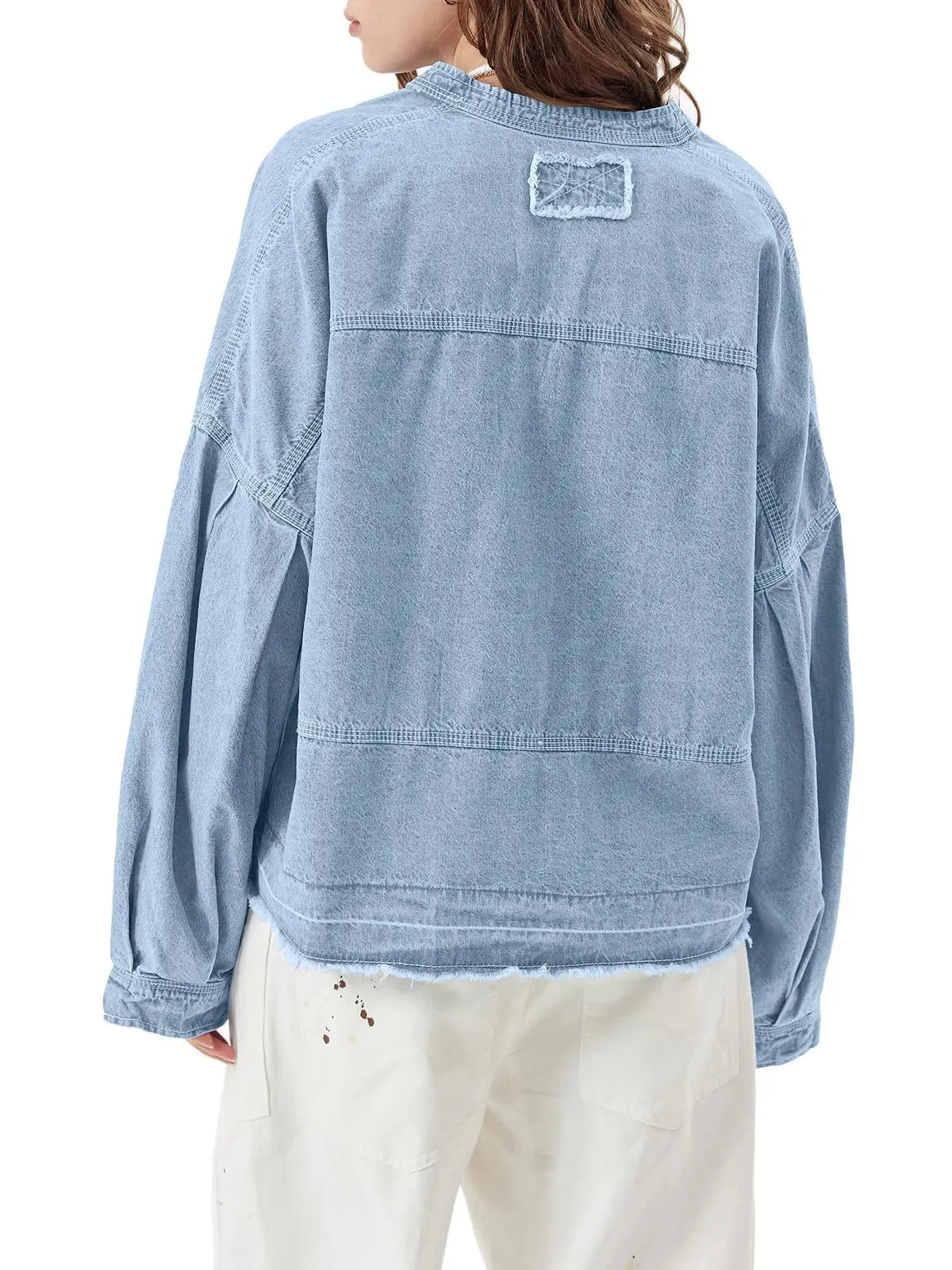 Raw Hem Long Sleeve Denim Top sold by Charming Charlie product image thumbnail 3