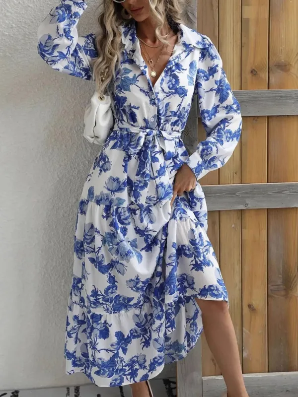 Printed Long Sleeve Shirt Dress sold by Charming Charlie