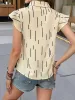 Button Down Ruffled Cap Sleeve Shirt sold by Charming Charlie