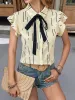 Button Down Ruffled Cap Sleeve Shirt sold by Charming Charlie