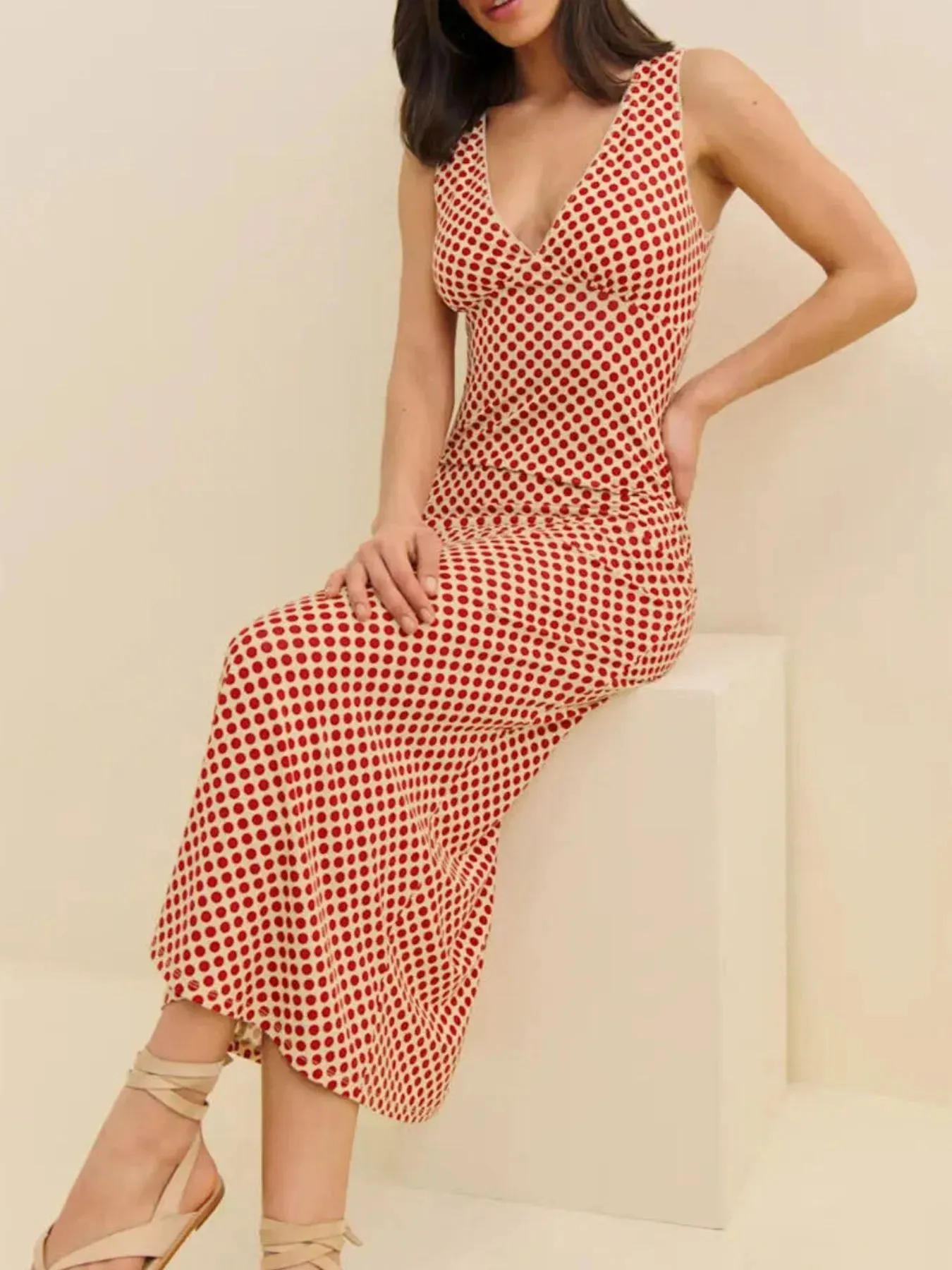 Polka Dot V-Neck Sleeveless Dress sold by Charming Charlie product image thumbnail 3