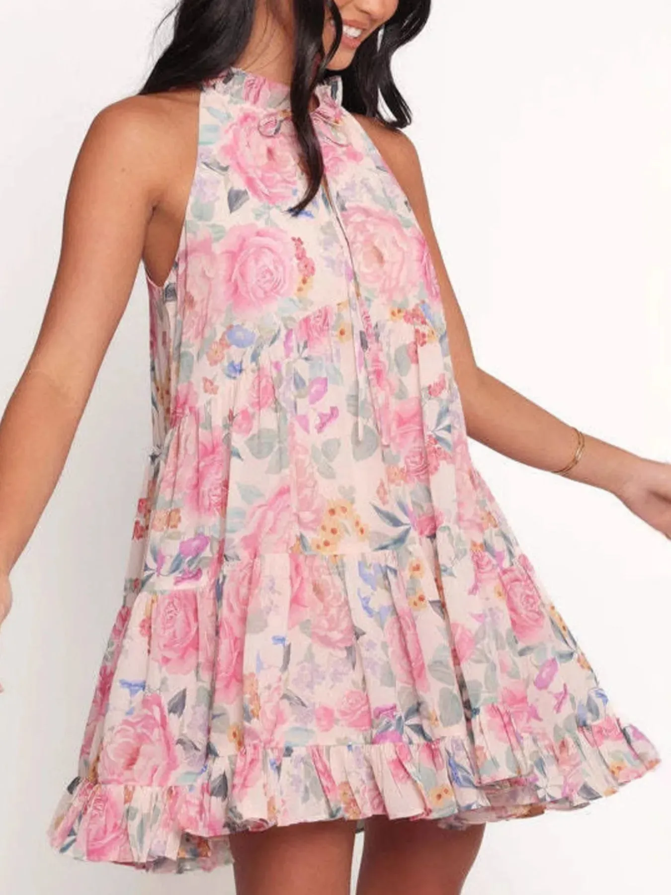 Floral Print Sleeveless Tiered Mini Dress sold by Charming Charlie