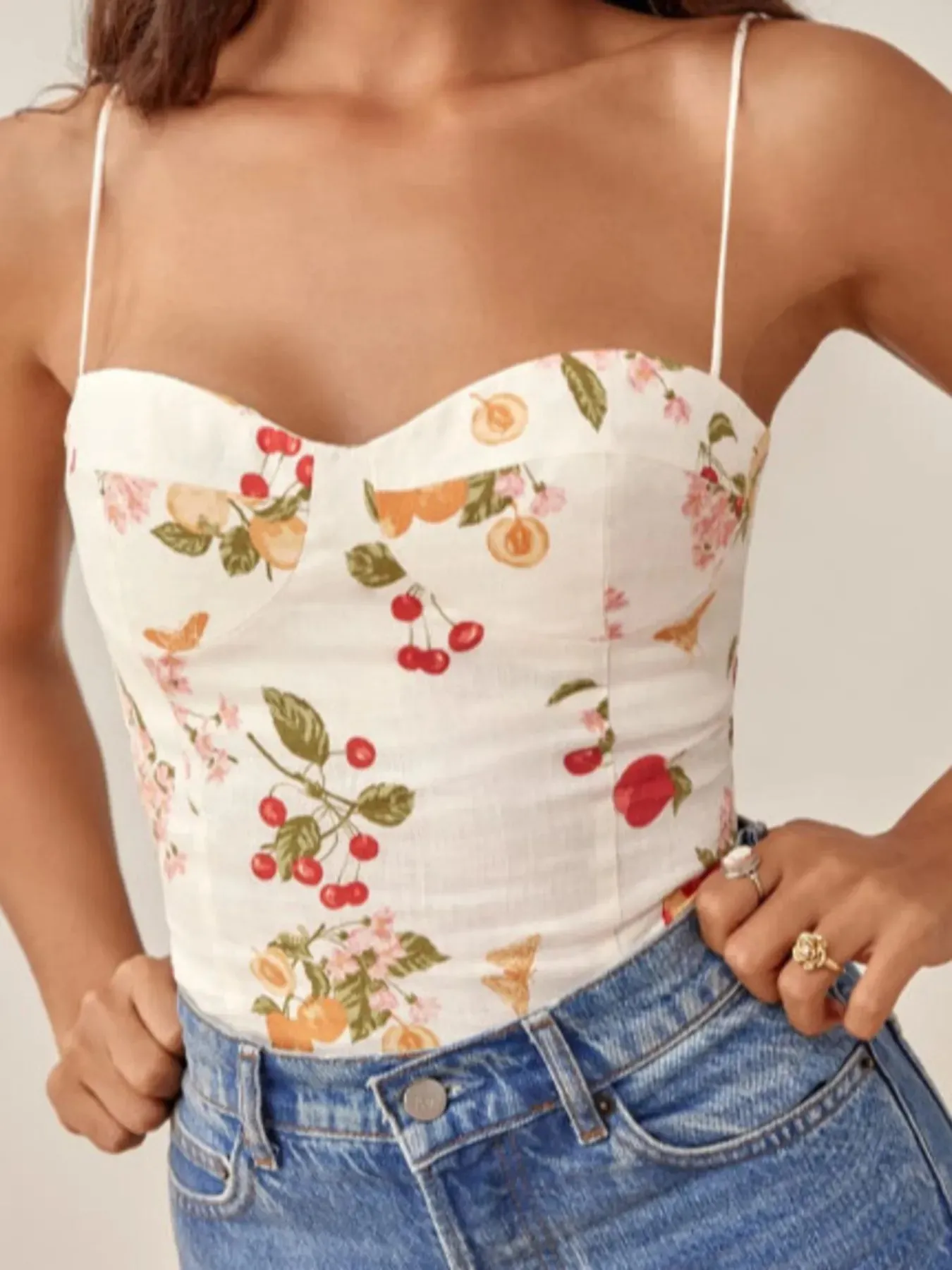 Printed Smocked Cami Top sold by Charming Charlie