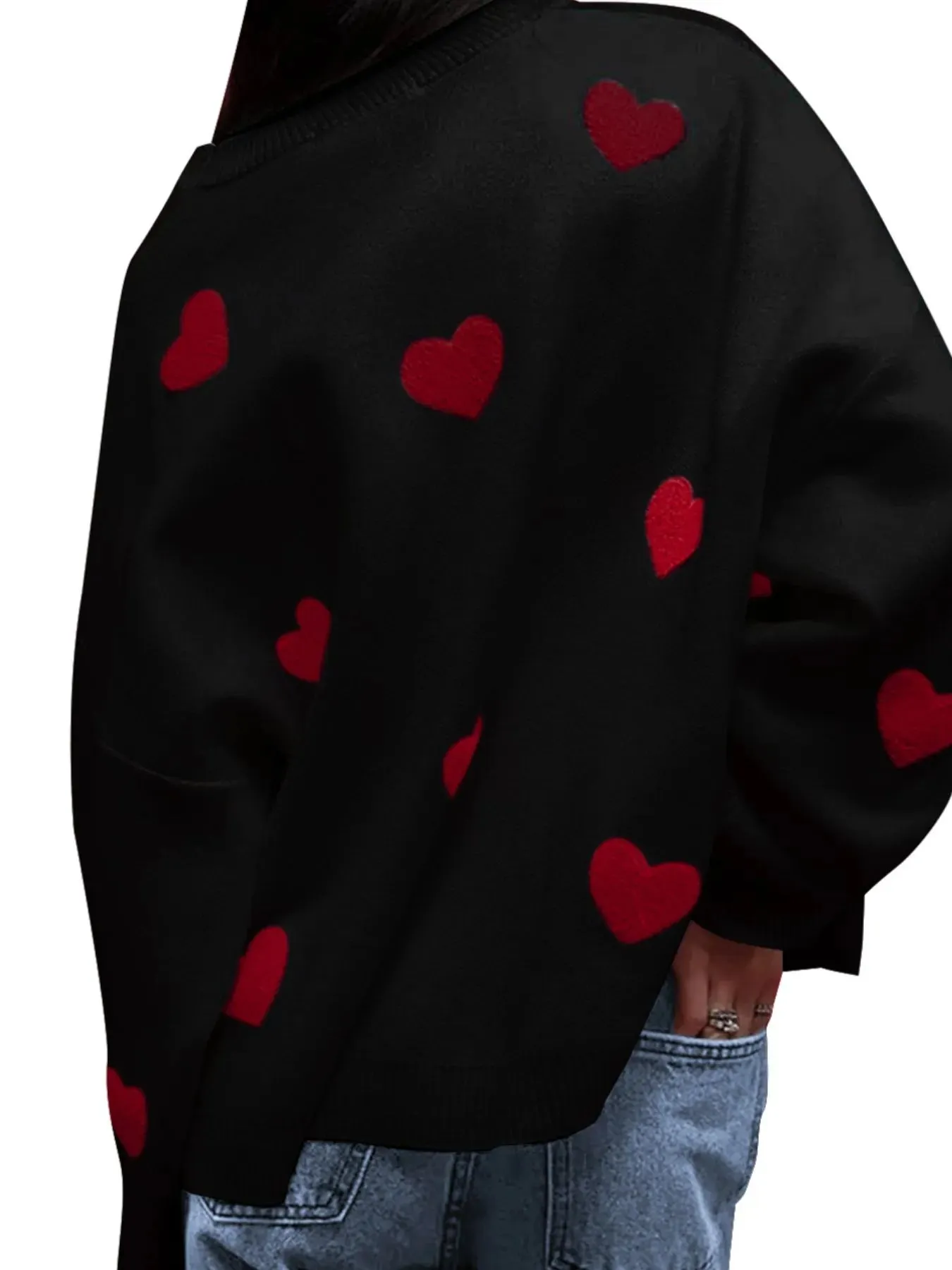 Heart Round Neck Long Sleeve Sweater sold by Charming Charlie product image thumbnail 3