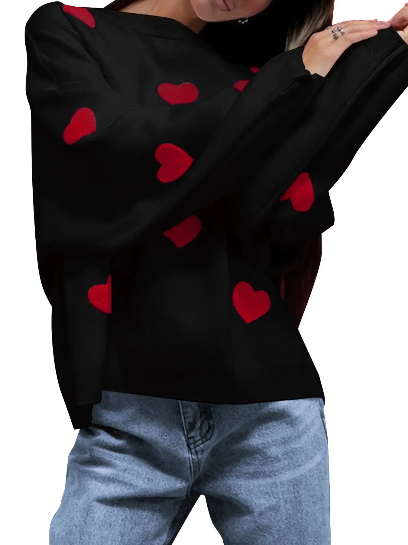 Heart Round Neck Long Sleeve Sweater sold by Charming Charlie product image thumbnail 4