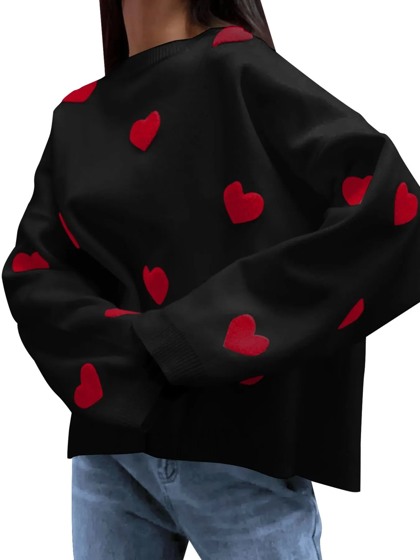 Heart Round Neck Long Sleeve Sweater sold by Charming Charlie product image thumbnail 2