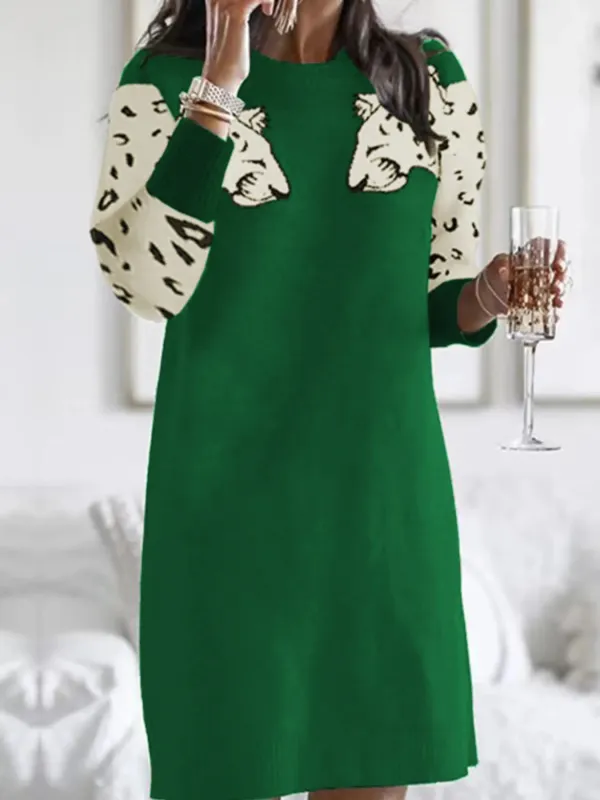 Leopard Round Neck Sweater Dress sold by Charming Charlie