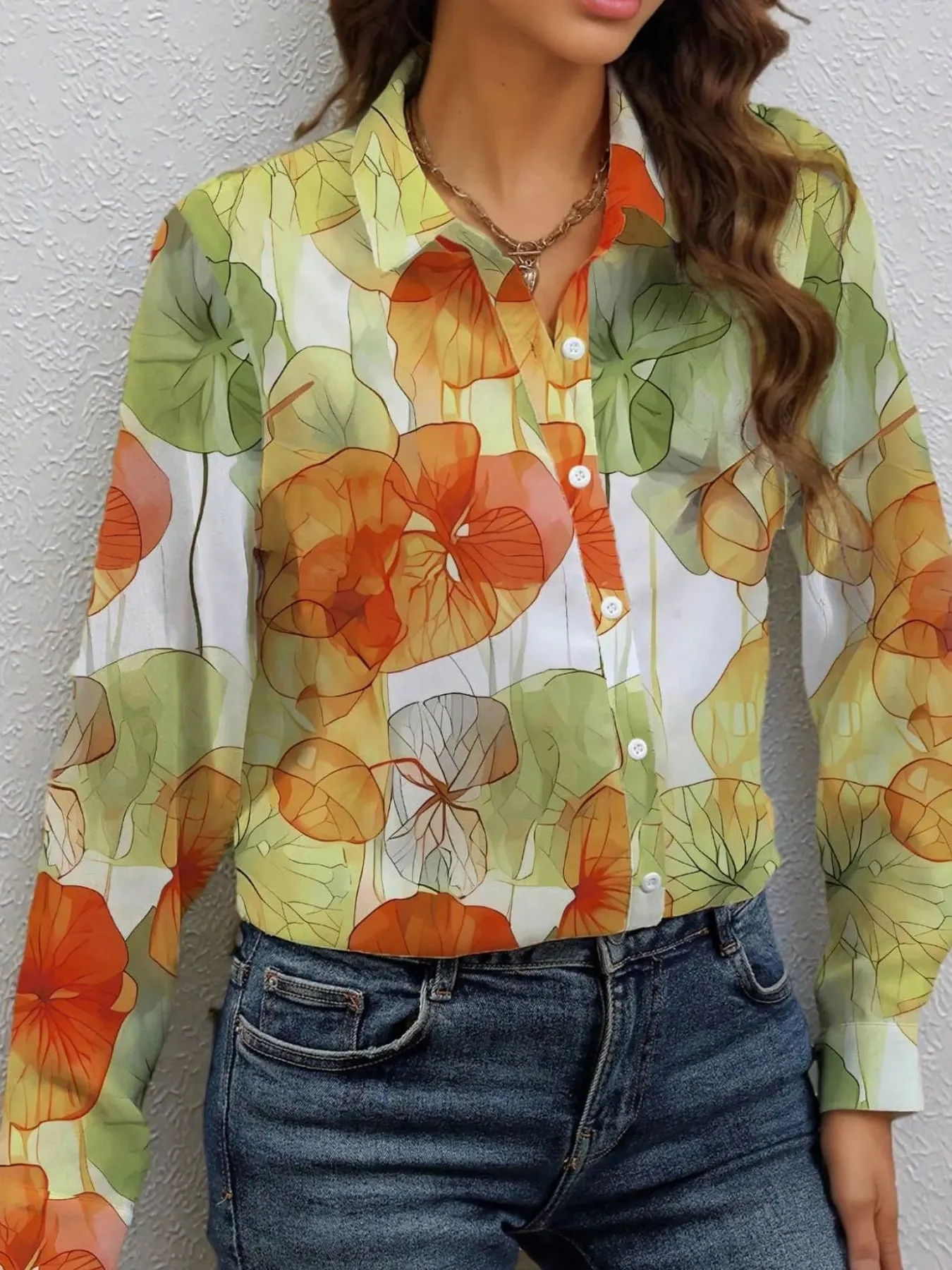 Printed Button Up Long Sleeve Shirt sold by Charming Charlie product image thumbnail 3