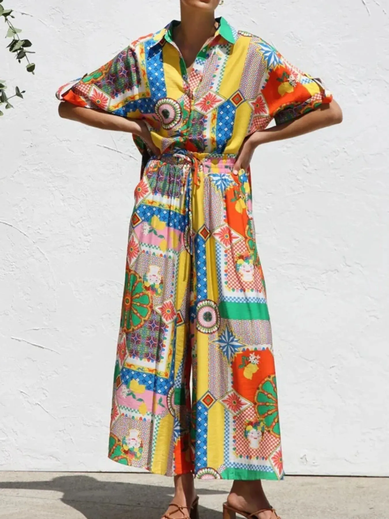 Printed Button Up Shirt and Pants Set sold by Charming Charlie product image thumbnail 3