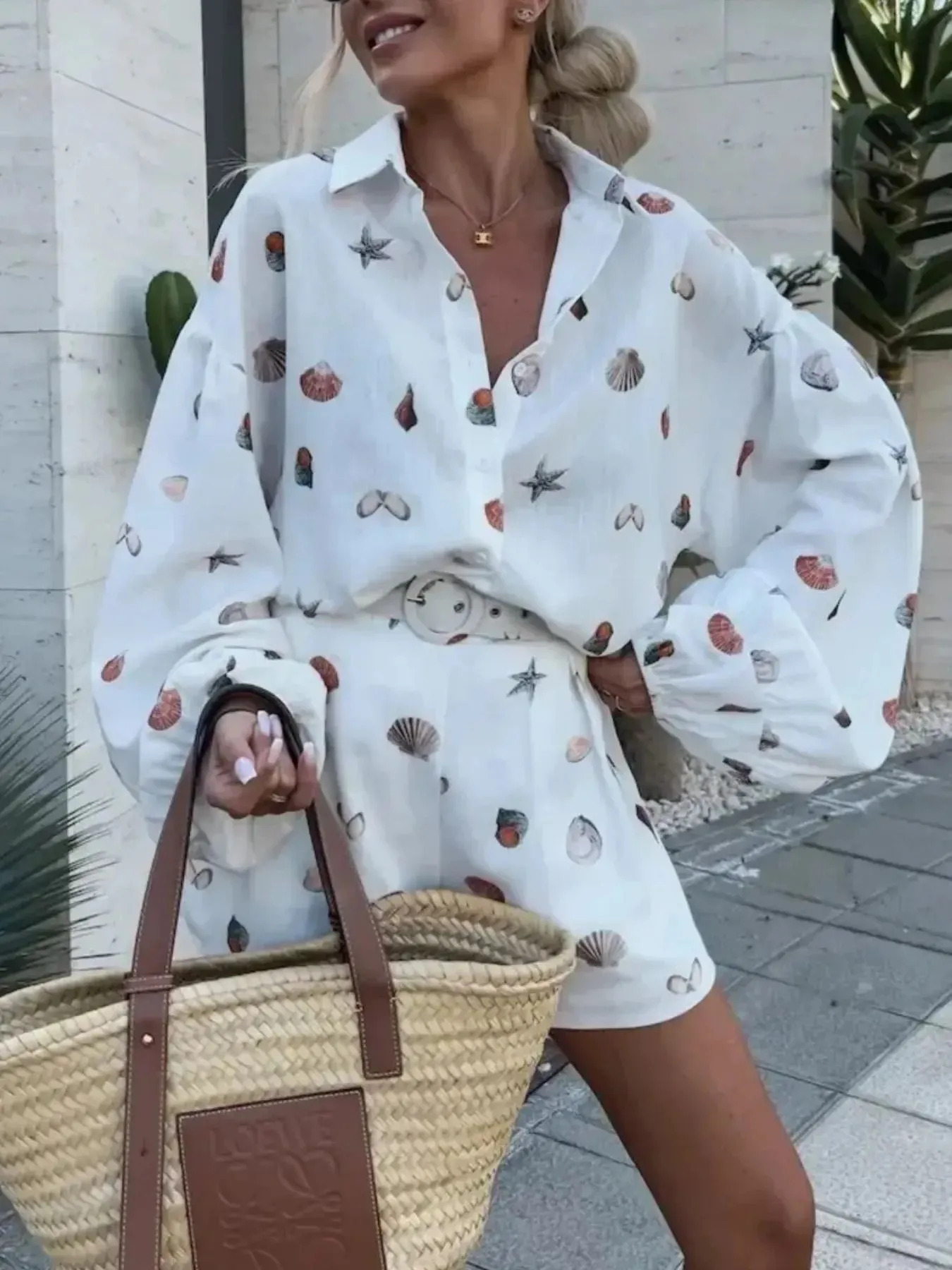 Printed Button Up Shirt and Shorts Set sold by Charming Charlie product image thumbnail 3