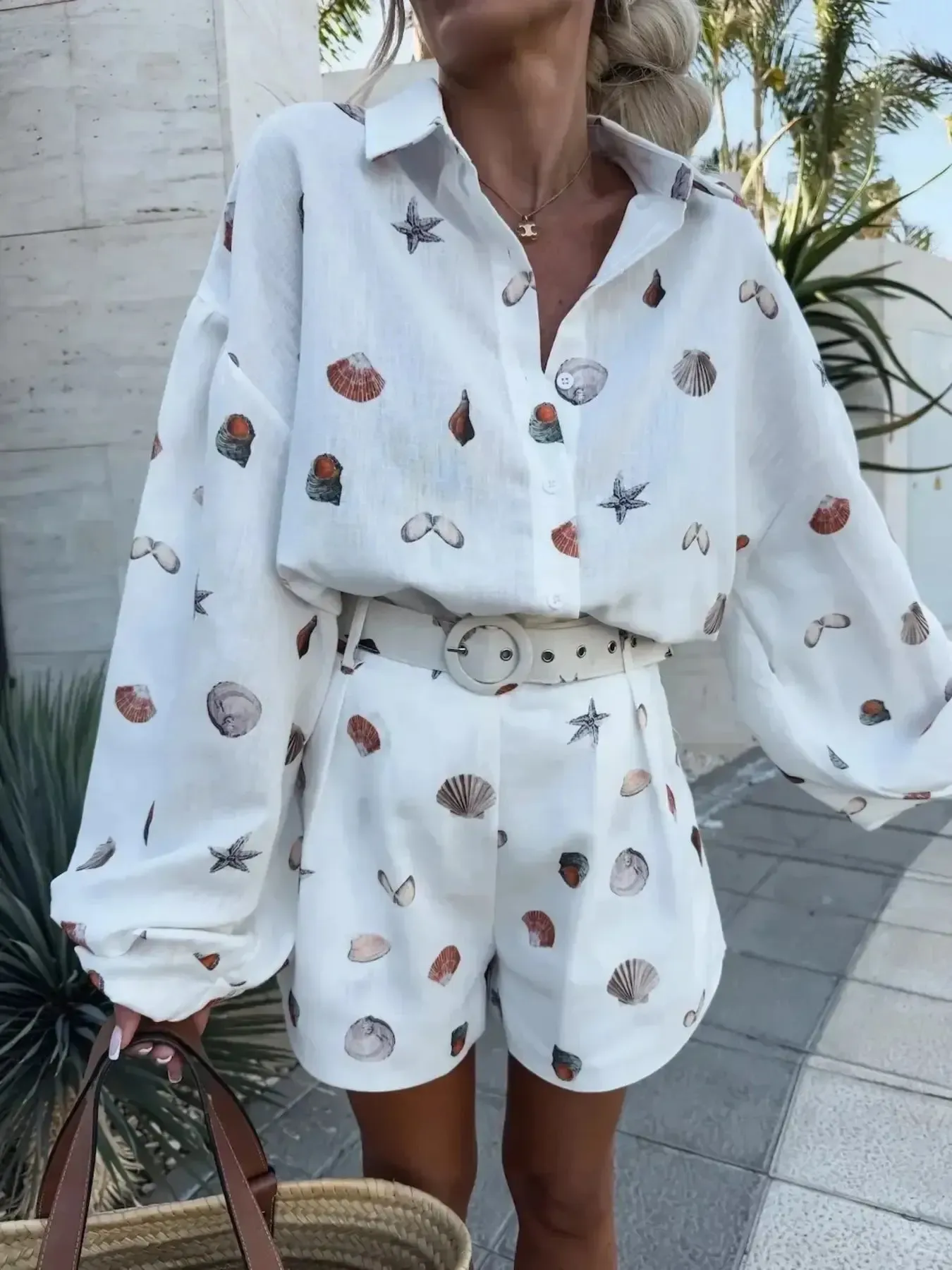 Printed Button Up Shirt and Shorts Set sold by Charming Charlie product image thumbnail 2