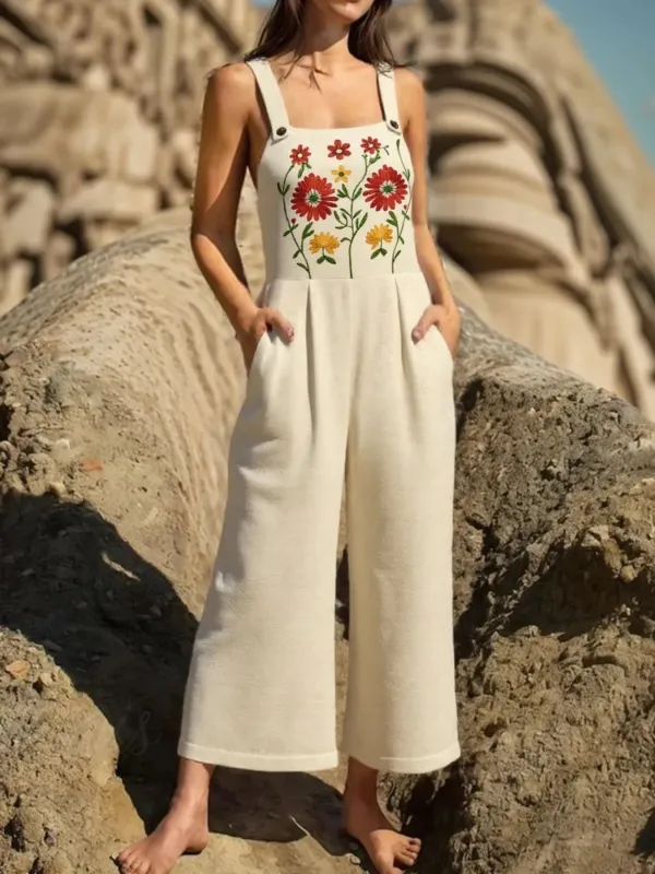 Floral Embroidered Wide Leg Jumpsuit sold by Charming Charlie