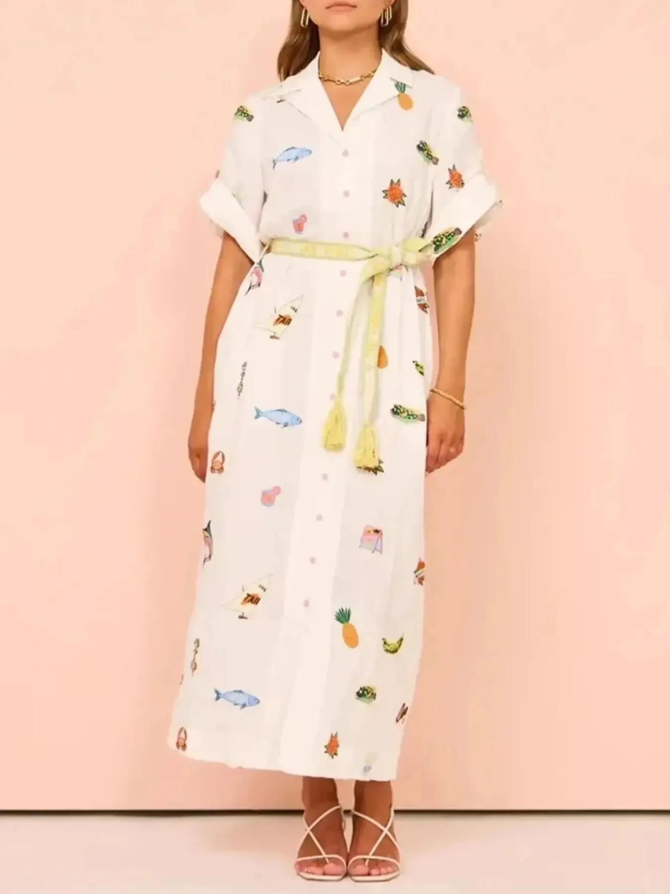 Printed Button Up Shirt Dress sold by Charming Charlie product image thumbnail 3