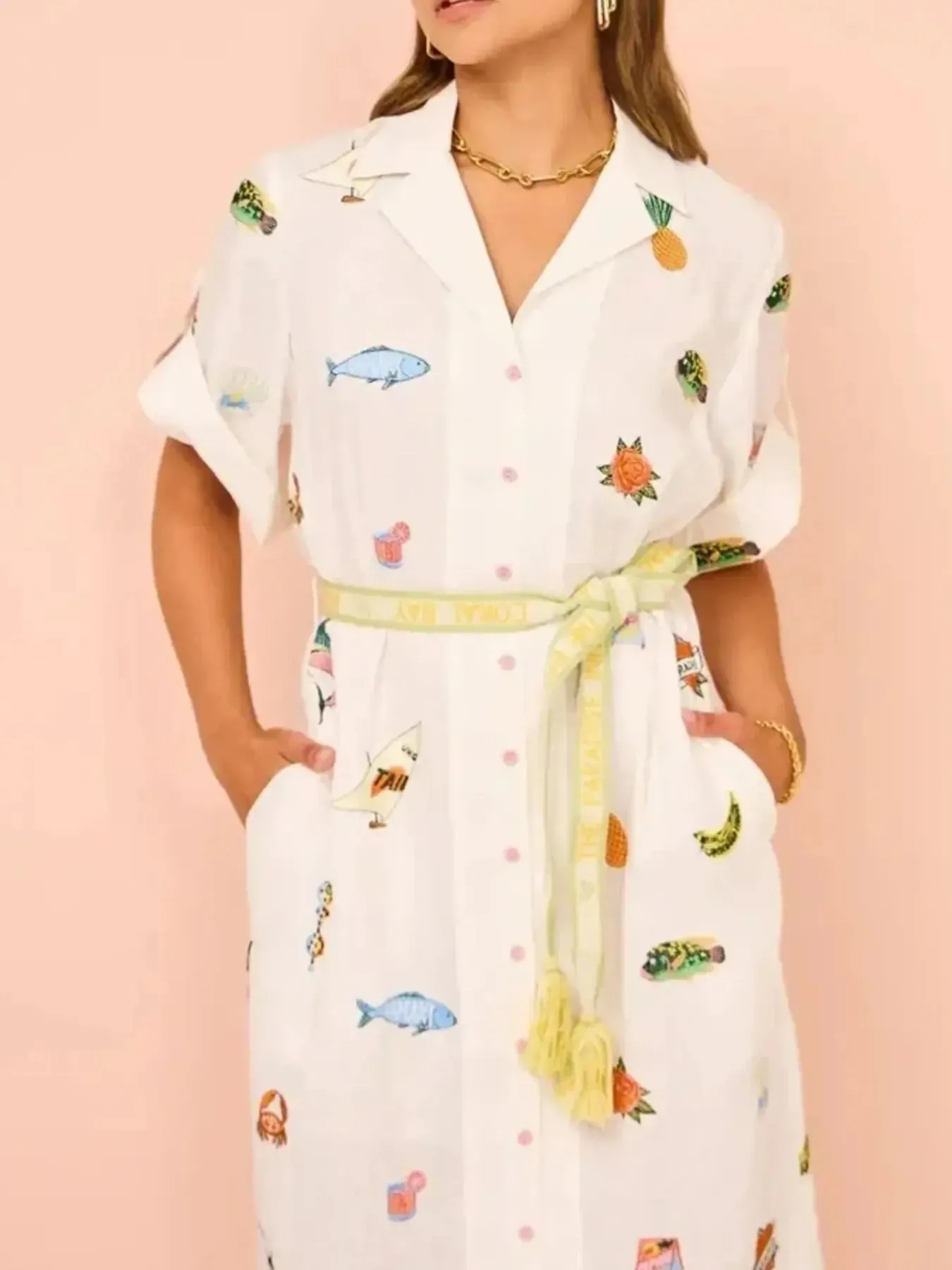 Printed Button Up Shirt Dress sold by Charming Charlie product image thumbnail 2