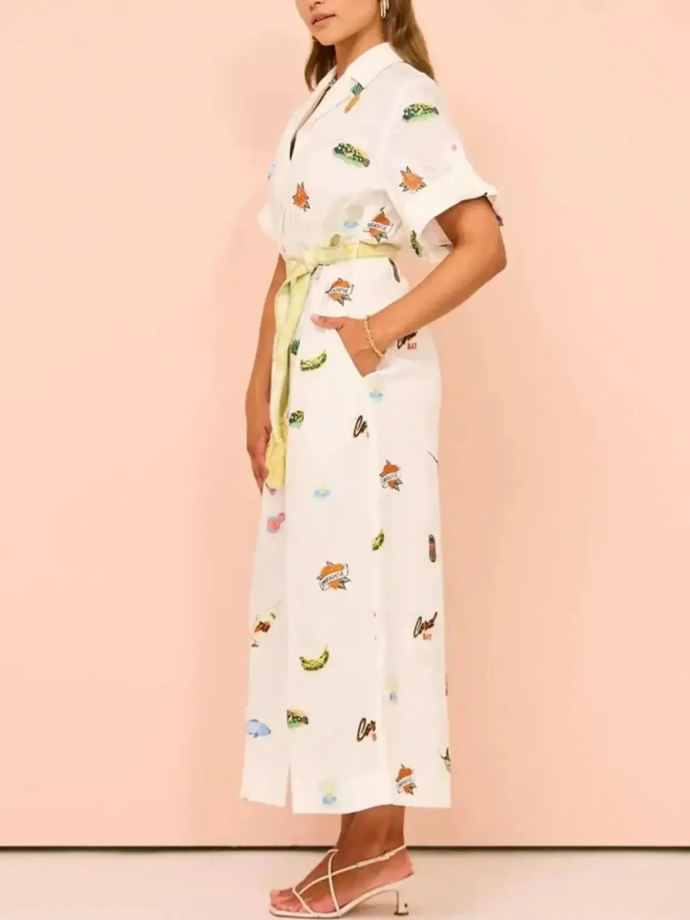 Printed Button Up Shirt Dress sold by Charming Charlie product image thumbnail 4