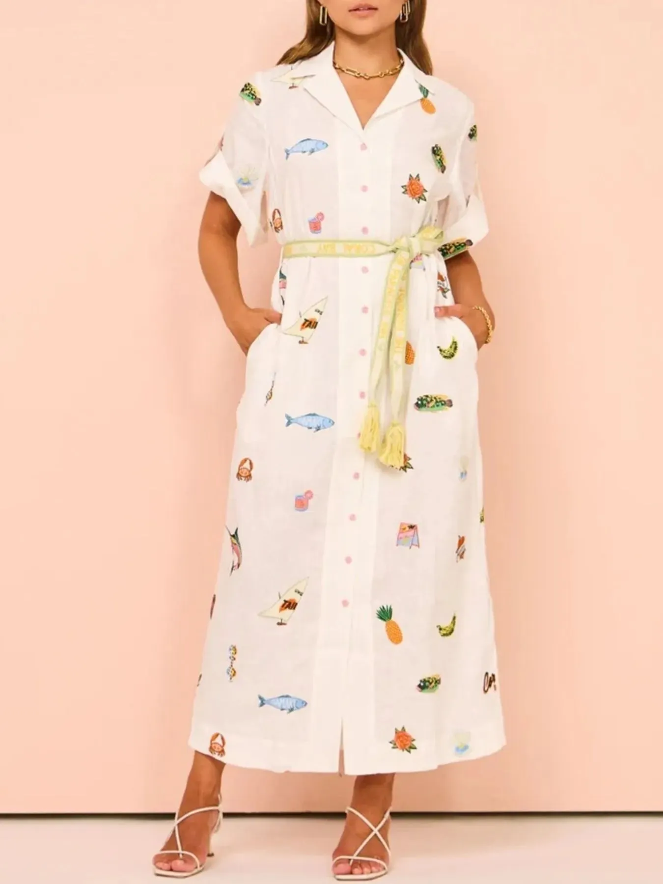 Printed Button Up Shirt Dress sold by Charming Charlie