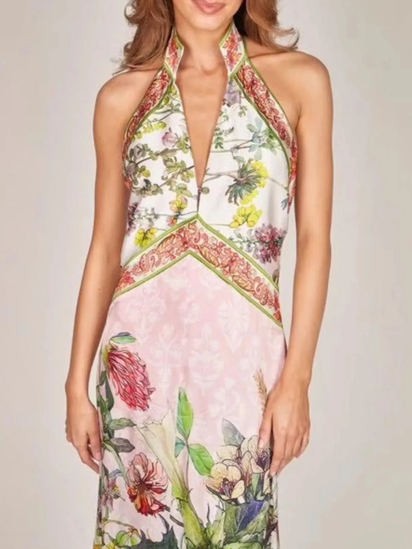 Printed Halter Neck Backless Maxi Dress sold by Charming Charlie product image thumbnail 3