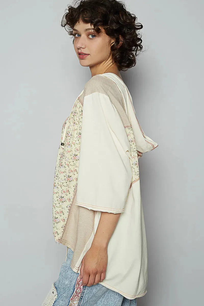 POL Lace-Up Hooded T-Shirt with Paisley Panel Detail sold by Charming Charlie product image thumbnail 2