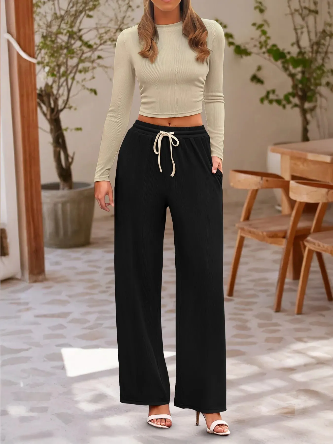 Round Neck Long Sleeve Top and Pants Set sold by Charming Charlie product image thumbnail 2