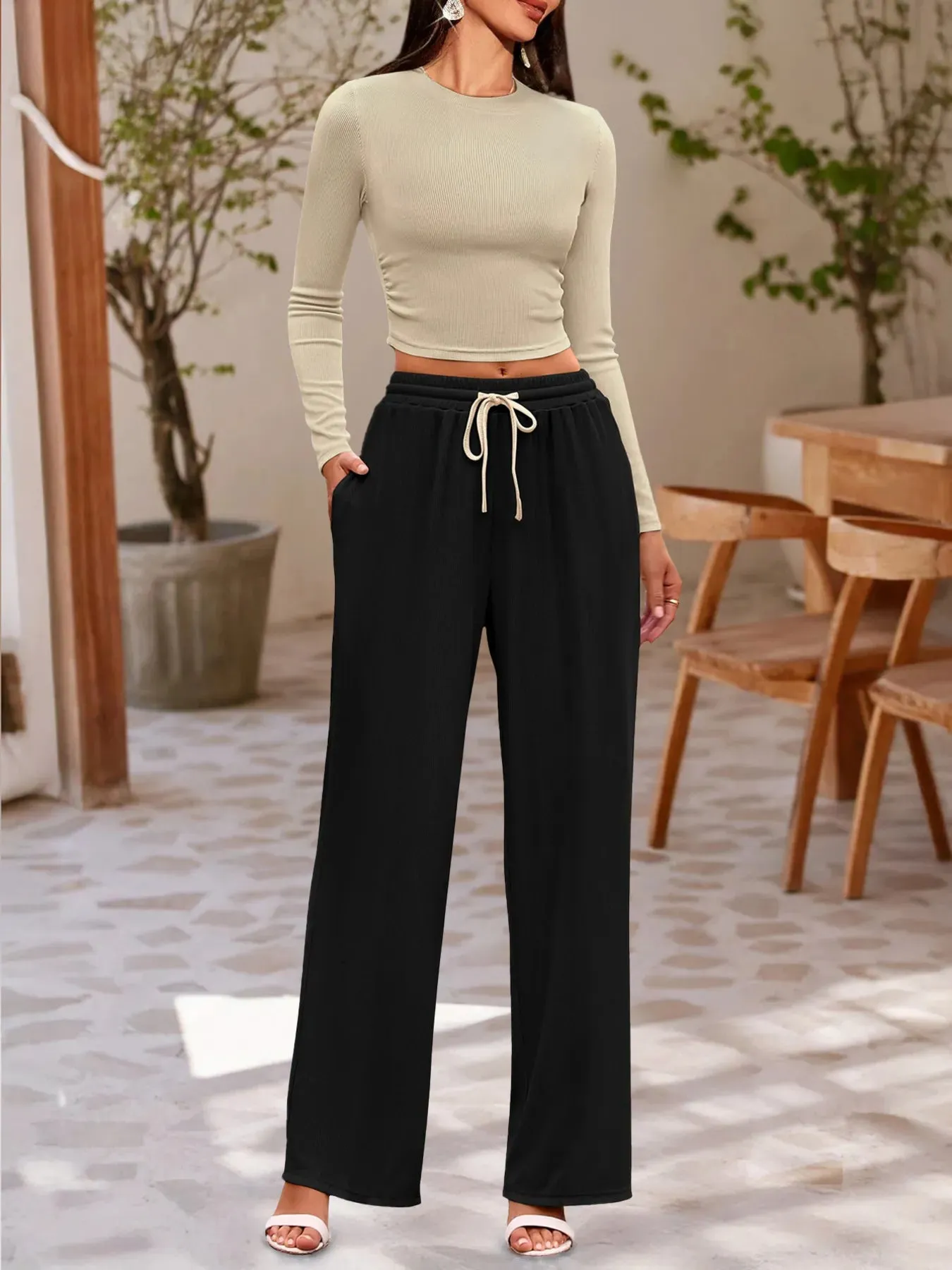Round Neck Long Sleeve Top and Pants Set sold by Charming Charlie product image thumbnail 4