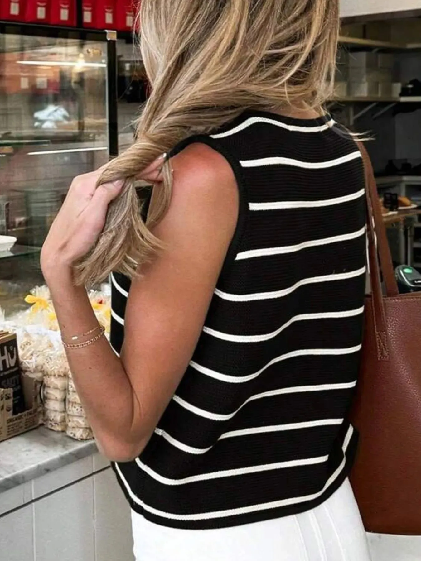 Tie Front Striped Sweater Vest sold by Charming Charlie product image thumbnail 2