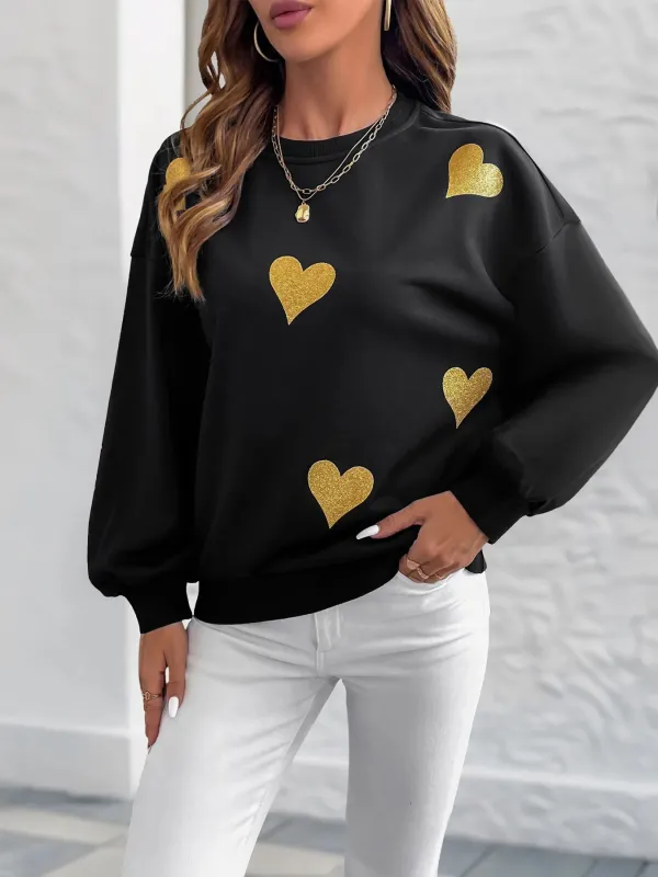 Heart Print Long Sleeve Sweatshirt sold by Charming Charlie