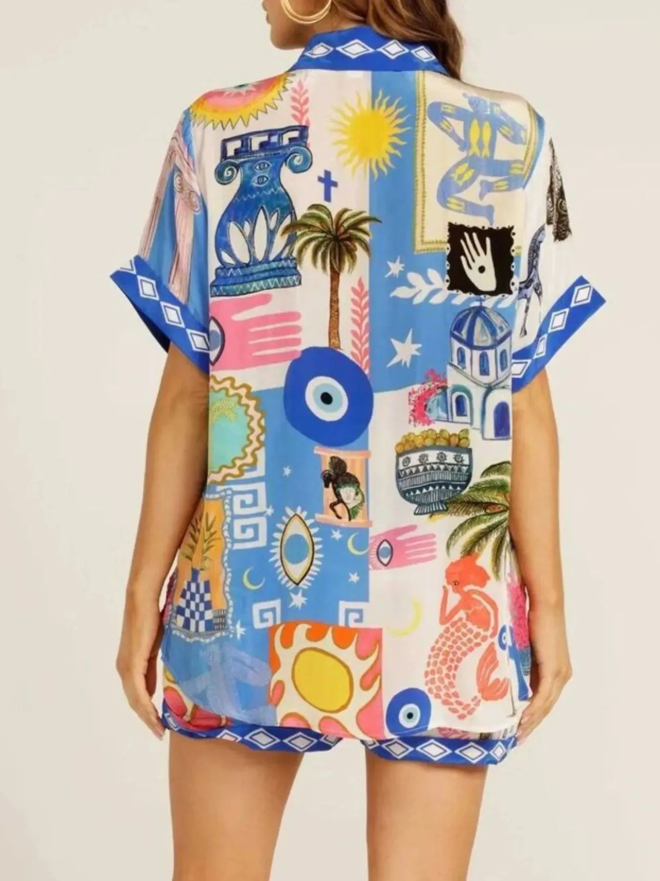 Printed Button Up Shirt and Shorts Set sold by Charming Charlie product image thumbnail 4