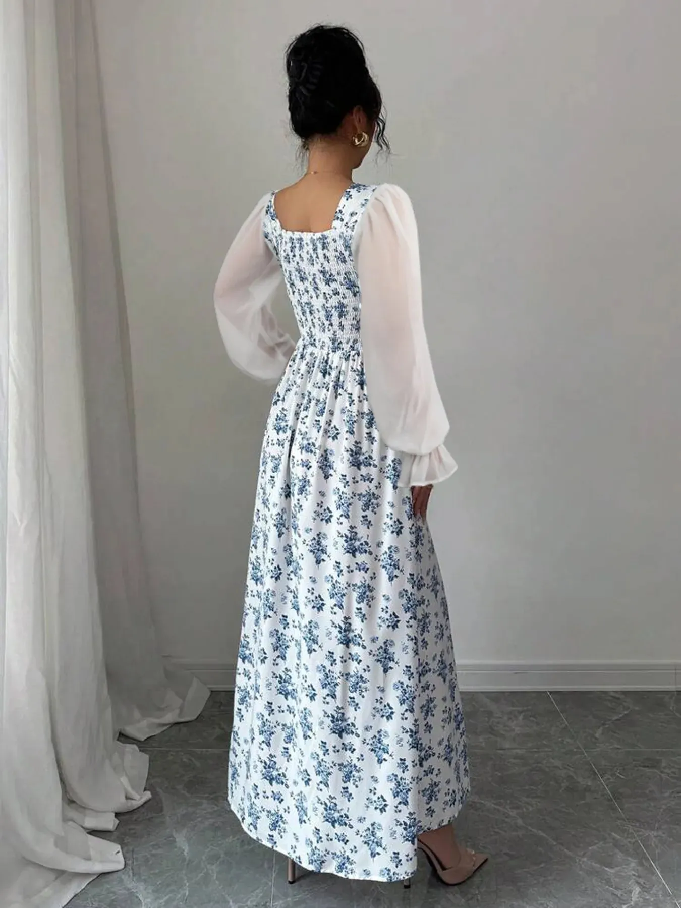Floral Print Flounce Sleeve Maxi Dress sold by Charming Charlie product image thumbnail 2